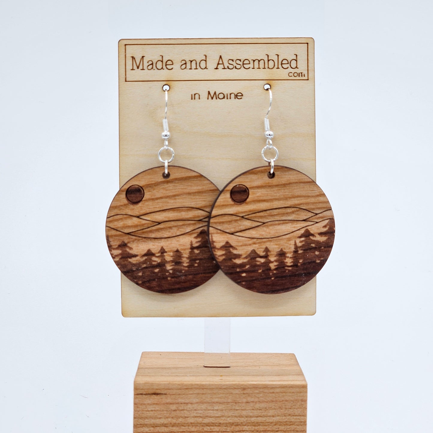 Engraved Wooden Earrings - Circular