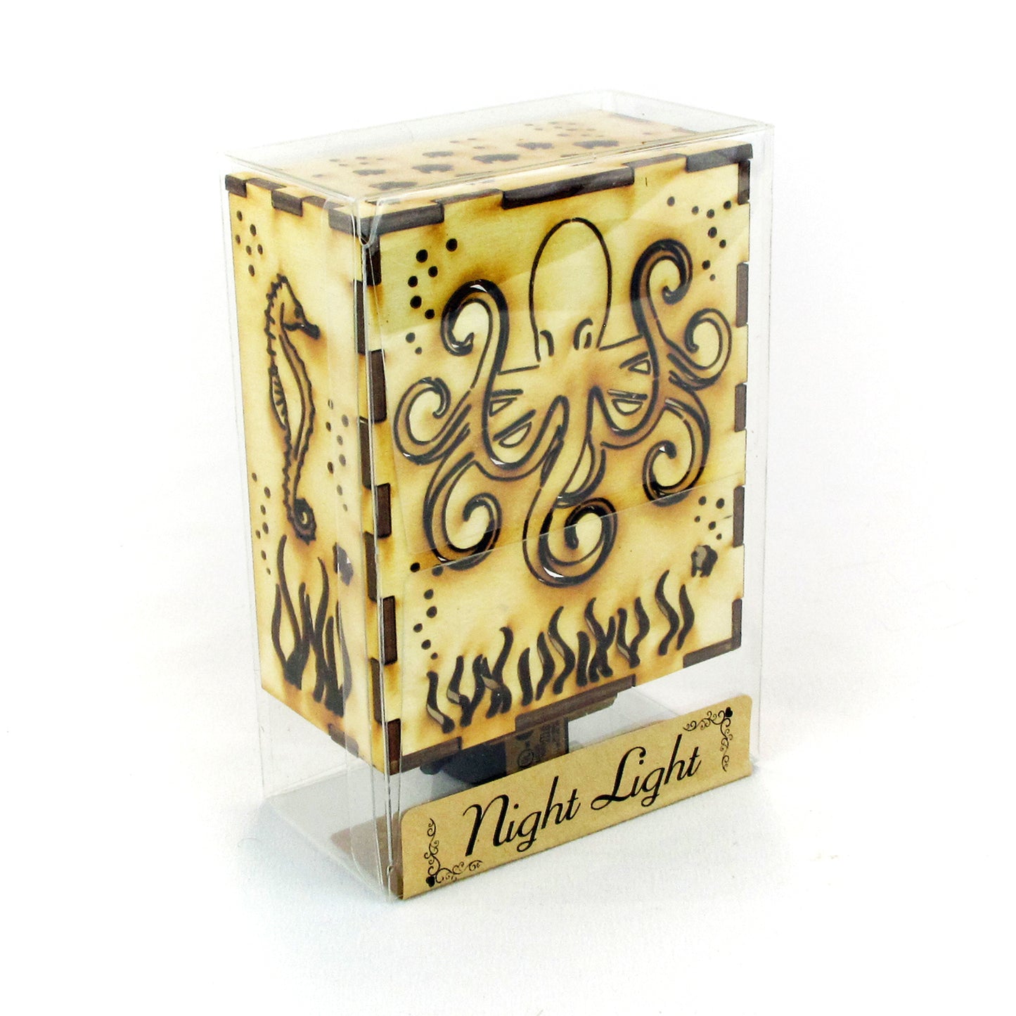 Intricate Wooden Night Light_Octopus