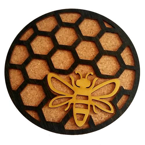 Wood & Cork Trivets - Black Honey Comb
