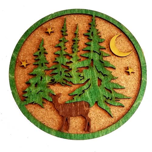 Wood & Cork Trivets - Woodland