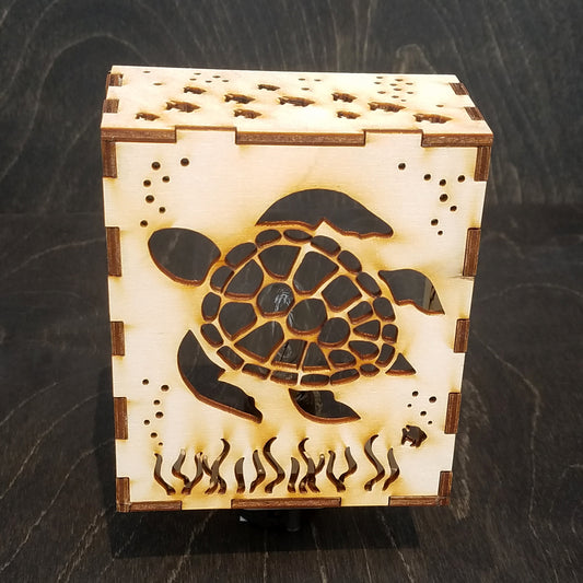 Intricate Wooden Night Light_Sea Turtle