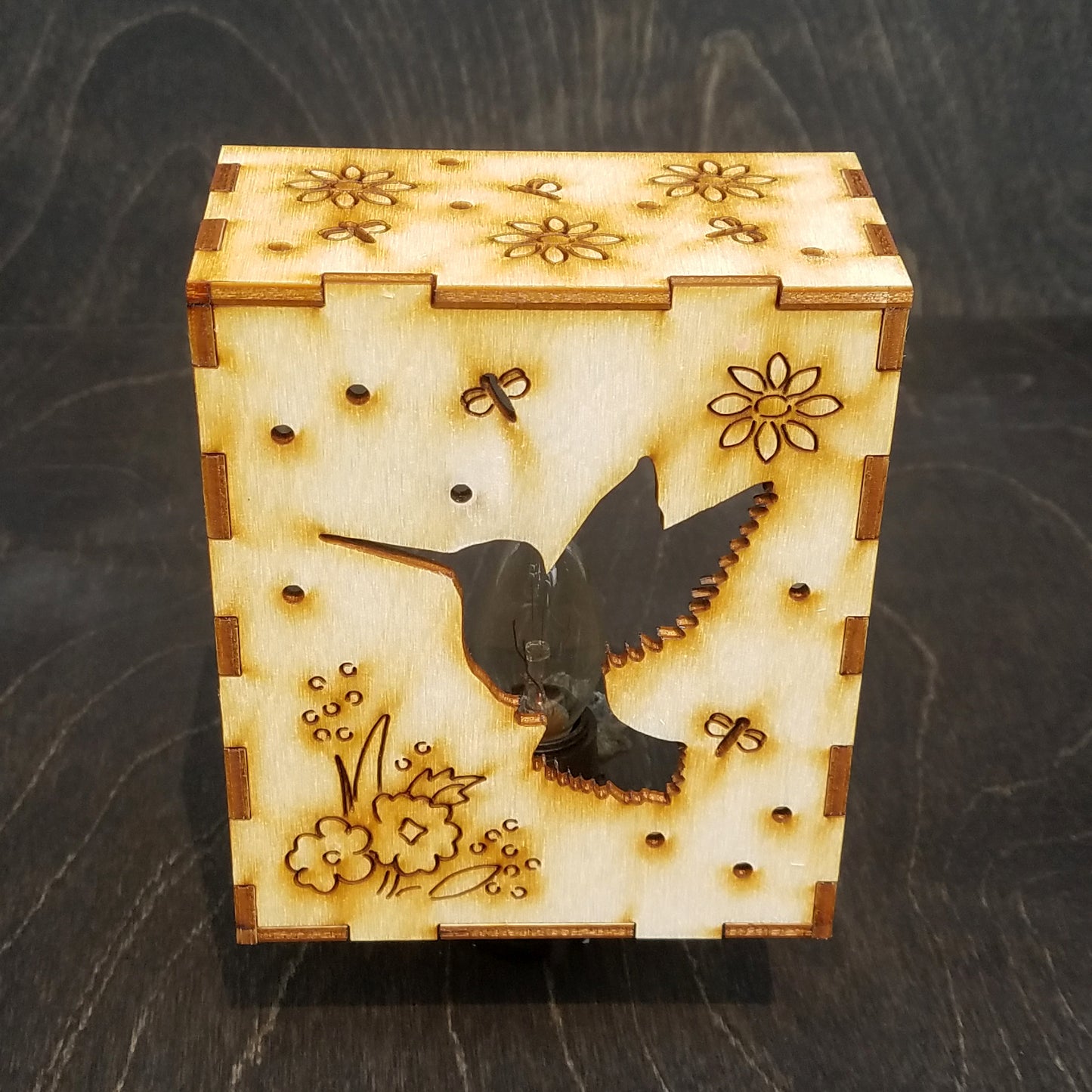 Intricate Wooden Night Light_Hummingbird