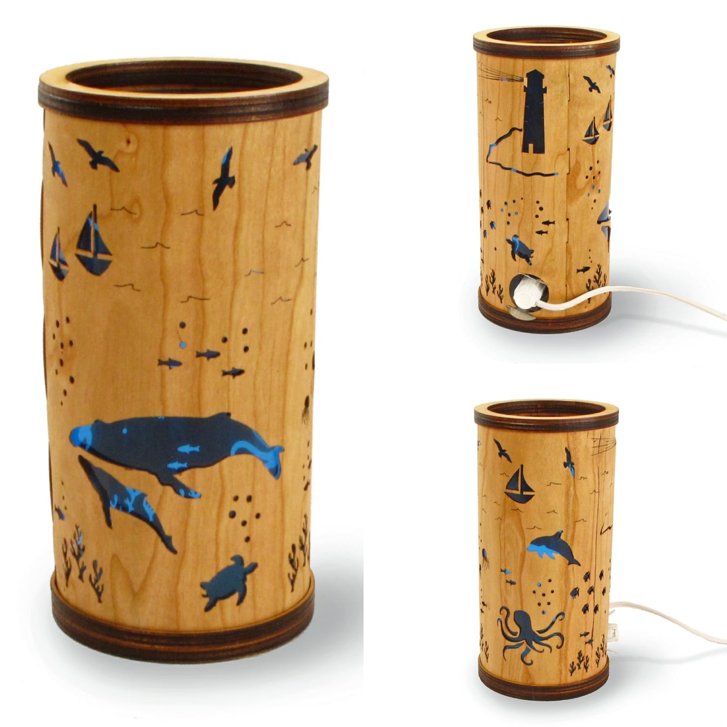 Cherry Veneer Column Light - Ocean